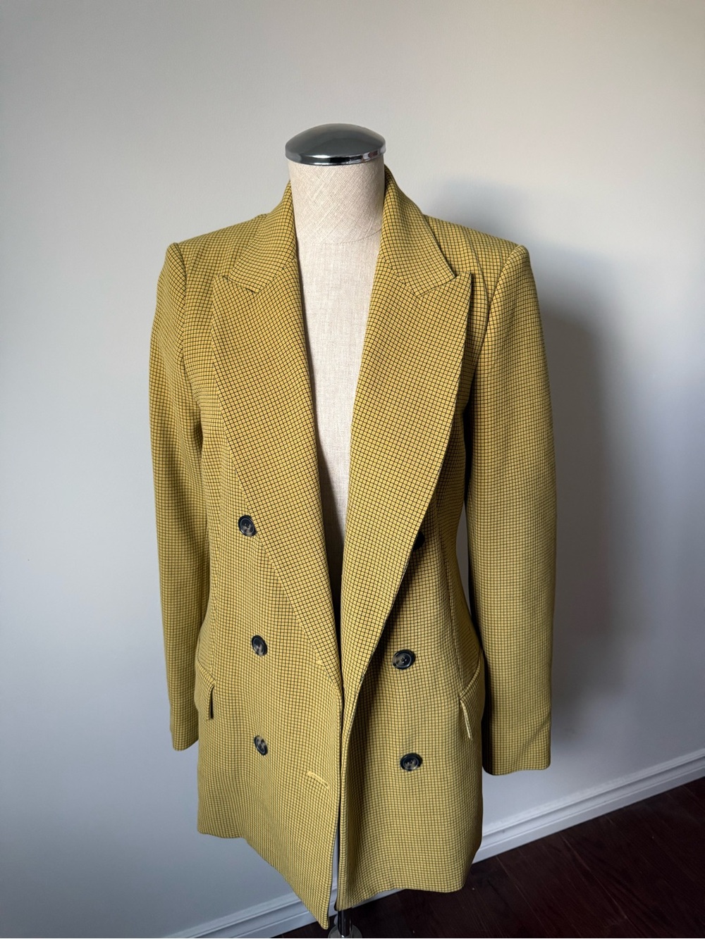 Wilfred Double-Breasted Blazer Jacket in Mustard